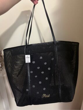 PINK Victoria's Secret Black Mesh Tote